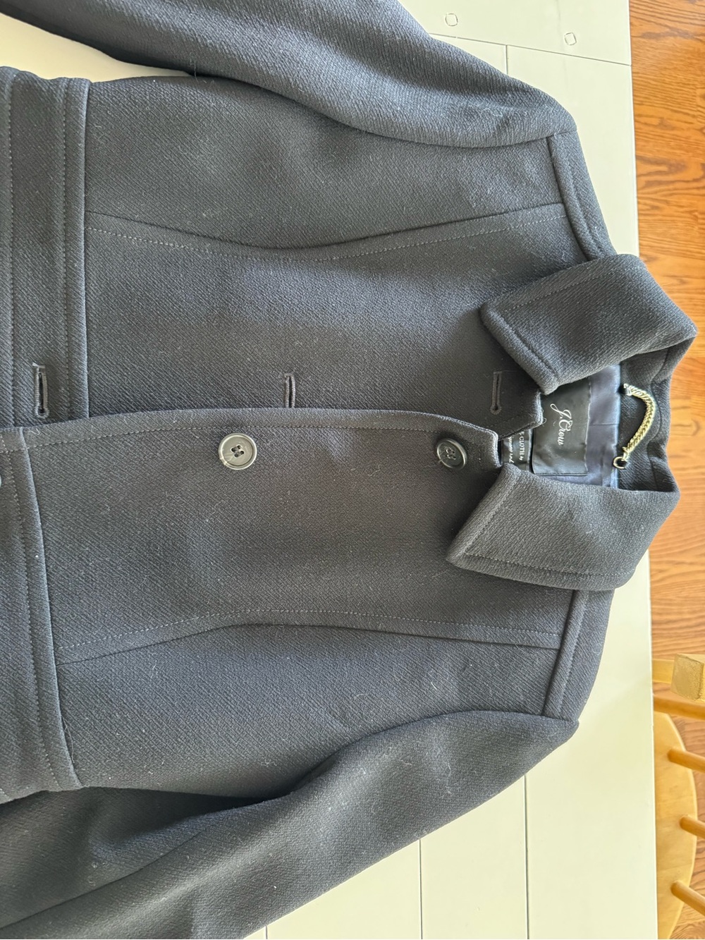 JCrew Black Women's Italian Double Cloth Wool Coat - Picture 4 of 11